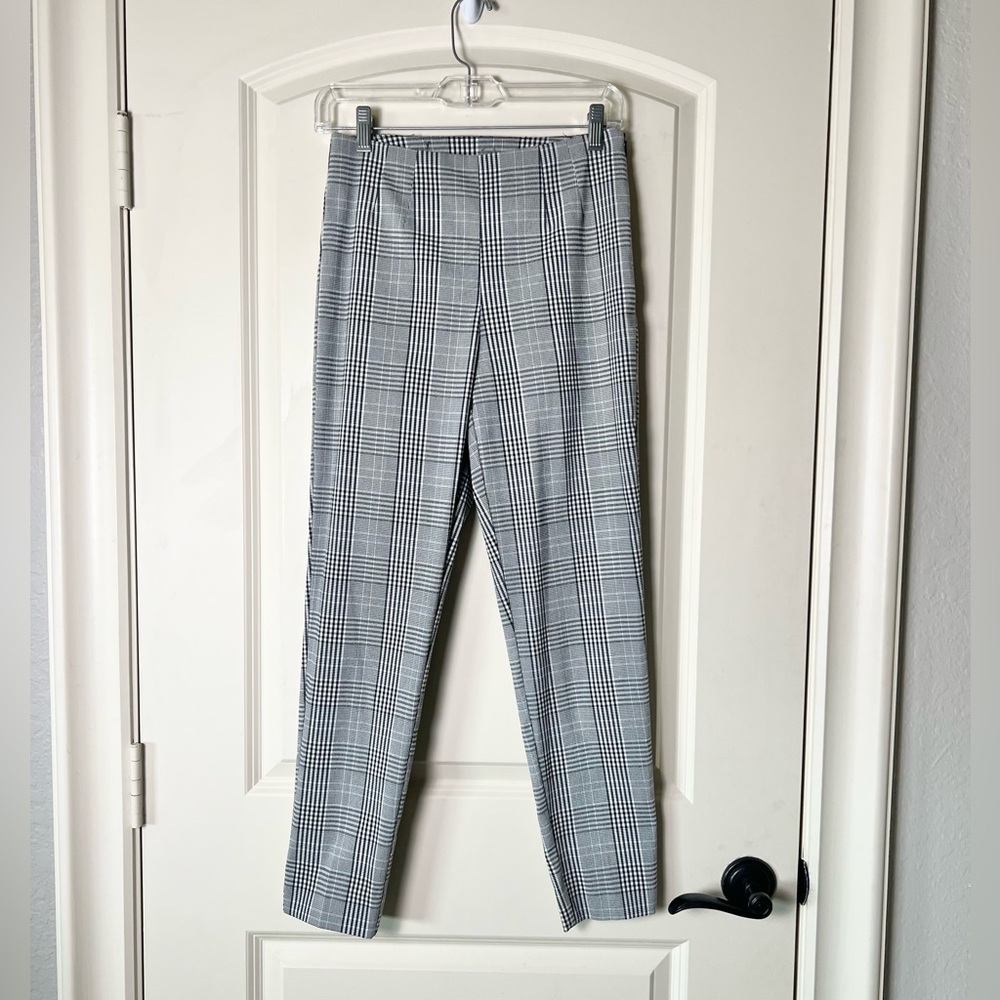 Time & Tru Plaid Pixie Pants Size 6 Black White Glen Check Ankle Trousers
